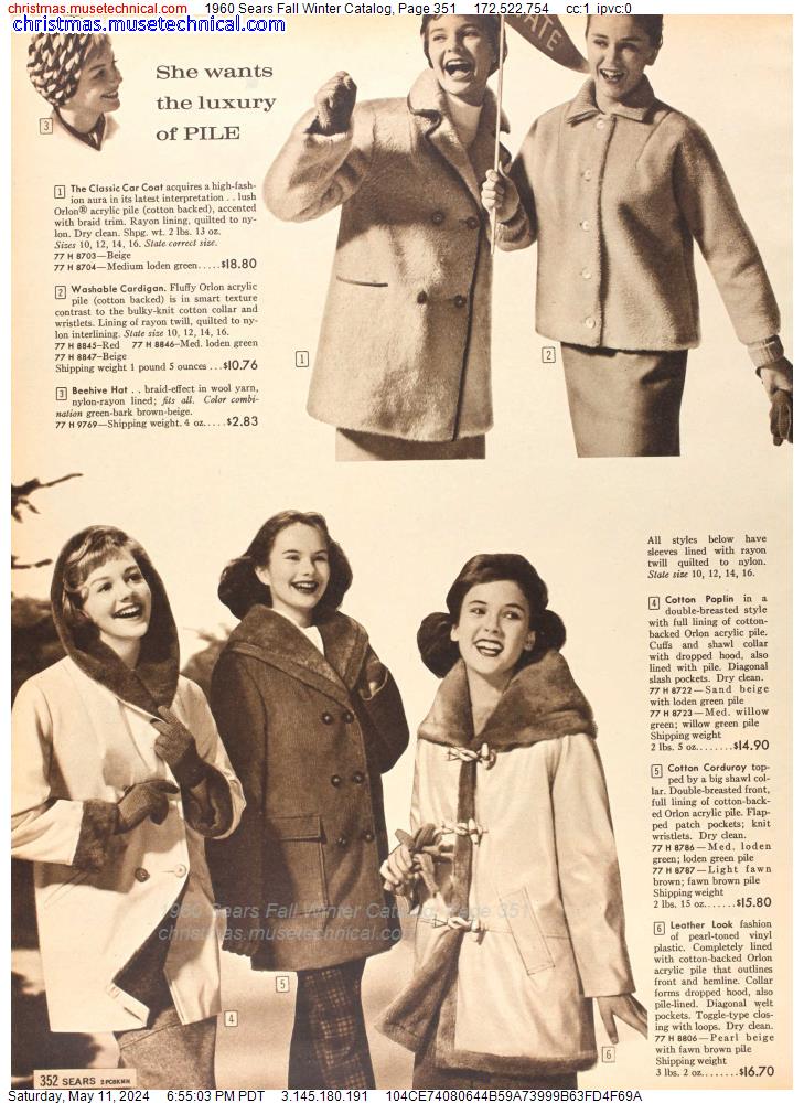 1960 Sears Fall Winter Catalog, Page 351