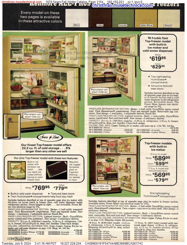 1978 Sears Fall Winter Catalog, Page 1154
