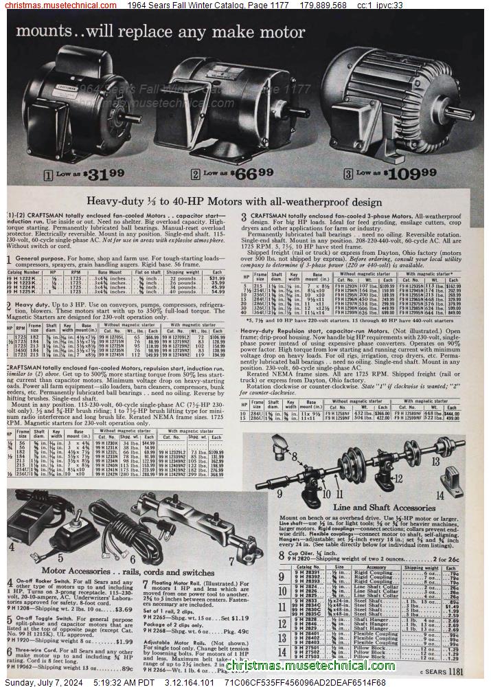 1964 Sears Fall Winter Catalog, Page 1177