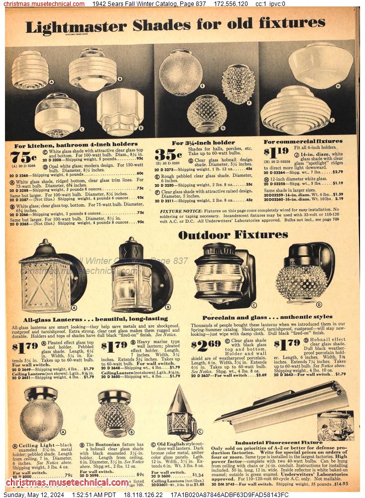1942 Sears Fall Winter Catalog, Page 837