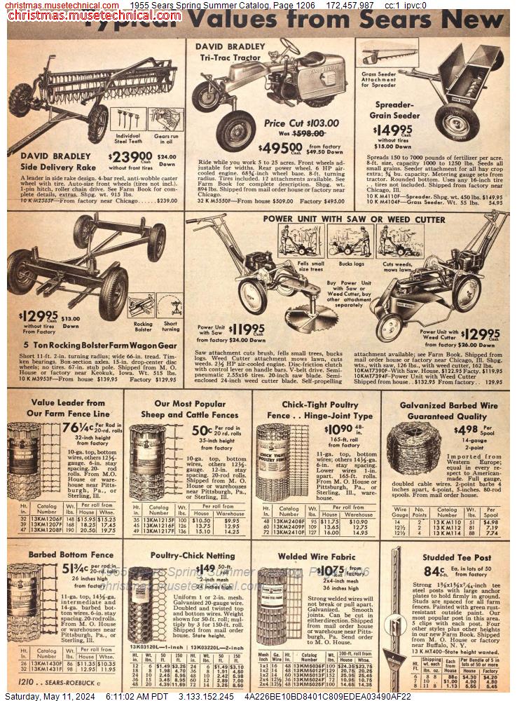 1955 Sears Spring Summer Catalog, Page 1206