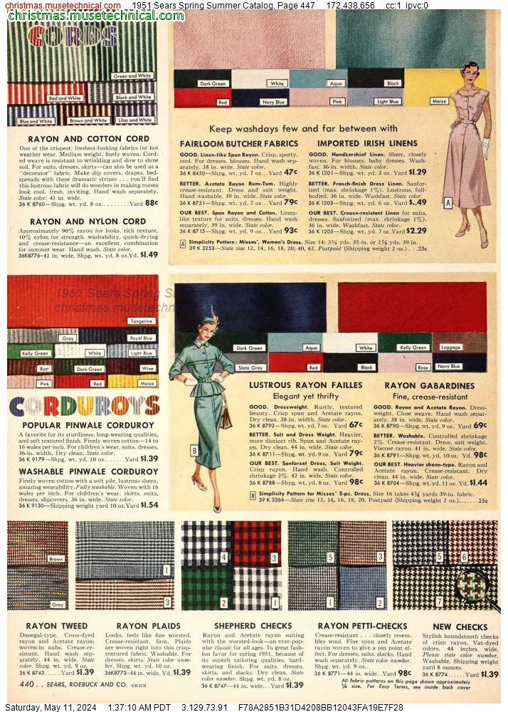 1951 Sears Spring Summer Catalog, Page 447