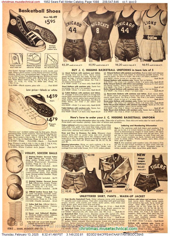 1952 Sears Fall Winter Catalog, Page 1088