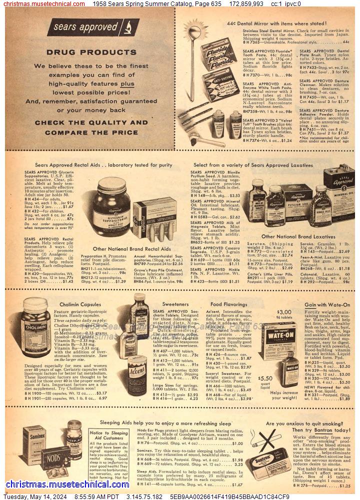 1958 Sears Spring Summer Catalog, Page 635