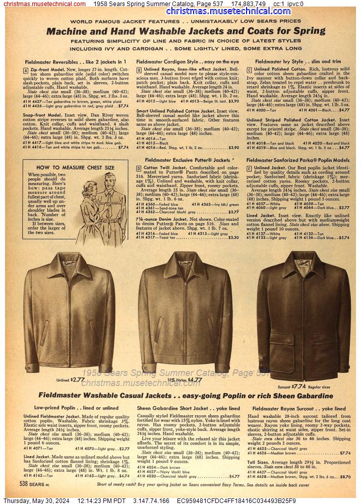 1958 Sears Spring Summer Catalog, Page 537