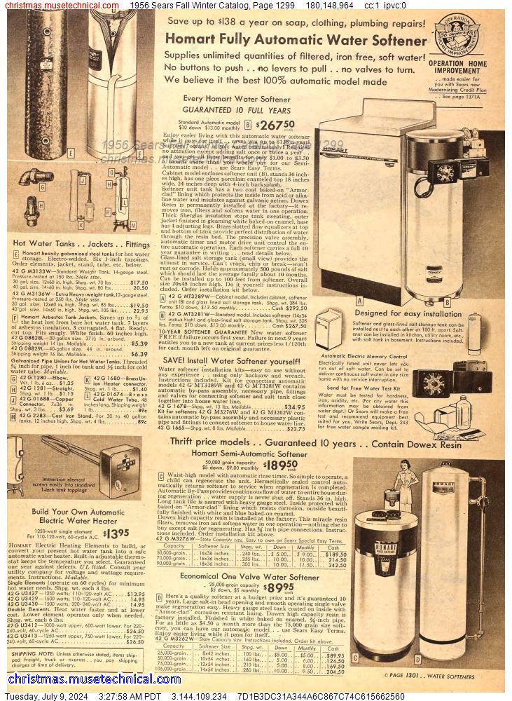 1956 Sears Fall Winter Catalog, Page 1299