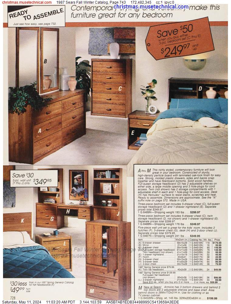 1987 Sears Fall Winter Catalog, Page 743