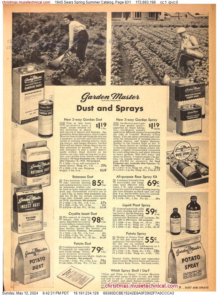 1945 Sears Spring Summer Catalog, Page 831