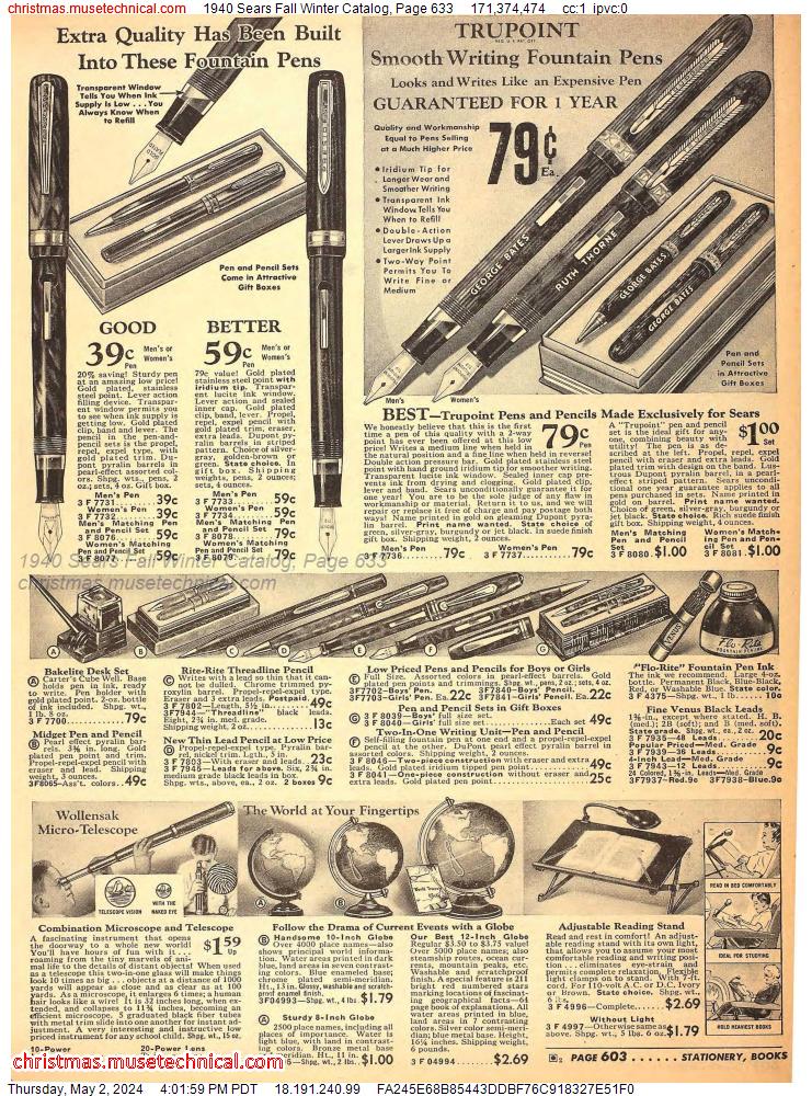 1940 Sears Fall Winter Catalog, Page 633