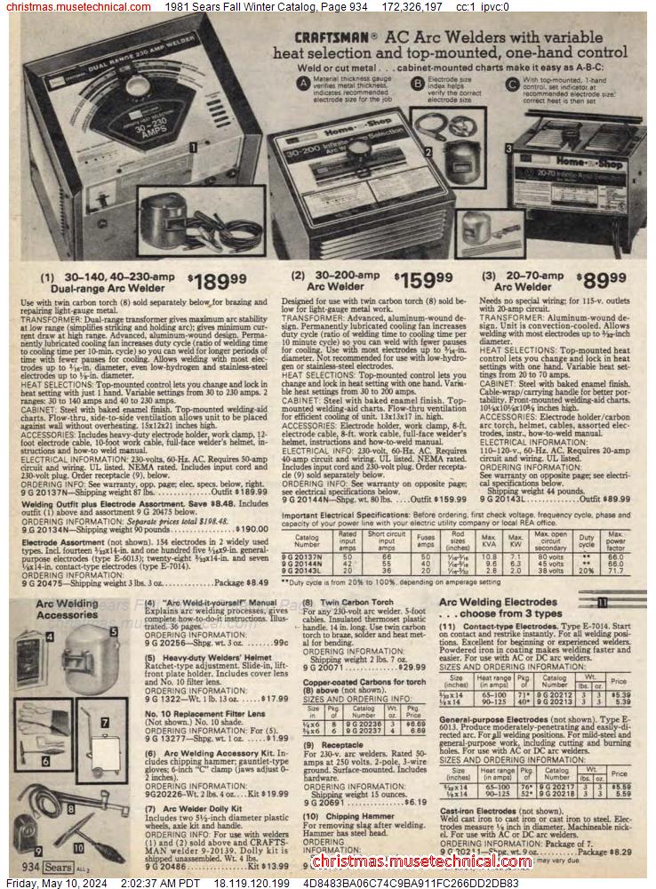 1981 Sears Fall Winter Catalog, Page 934