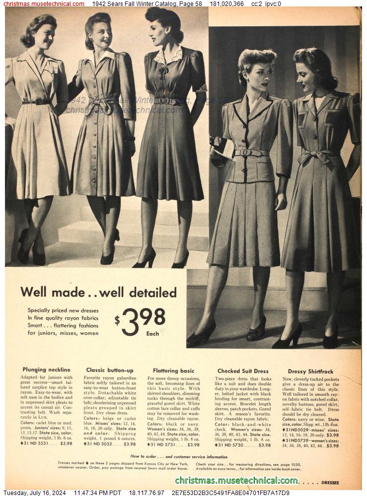1942 Sears Fall Winter Catalog, Page 58