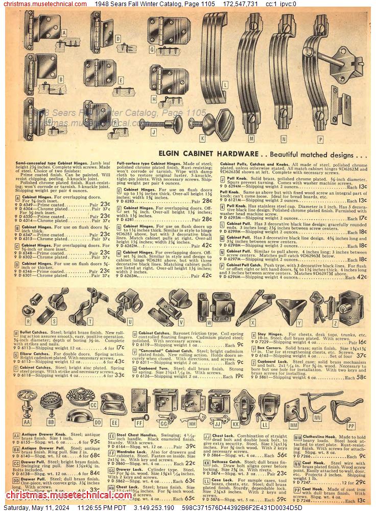 1948 Sears Fall Winter Catalog, Page 1105