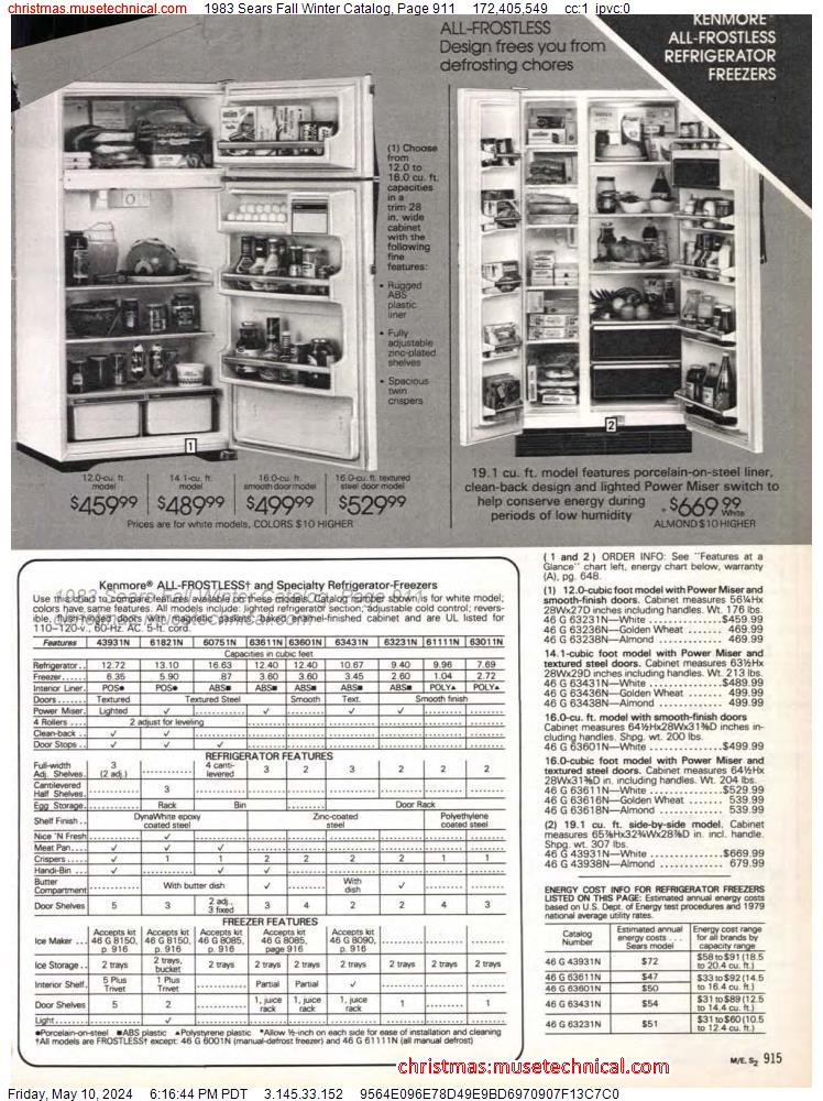 1983 Sears Fall Winter Catalog, Page 911