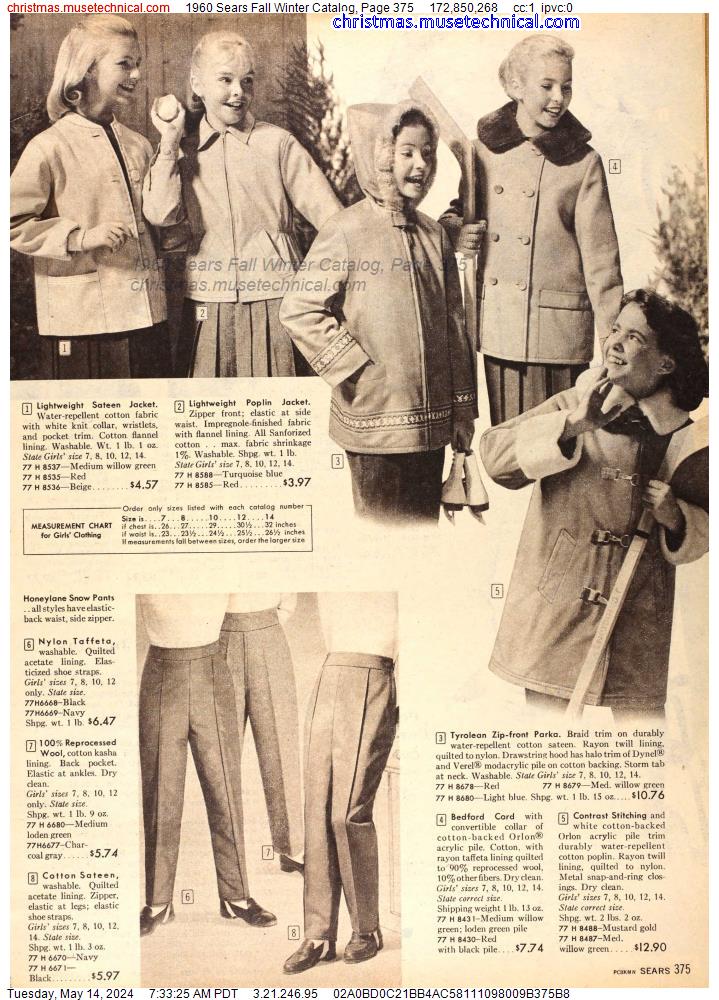 1960 Sears Fall Winter Catalog, Page 375