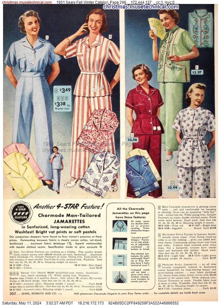 1951 Sears Fall Winter Catalog, Page 298