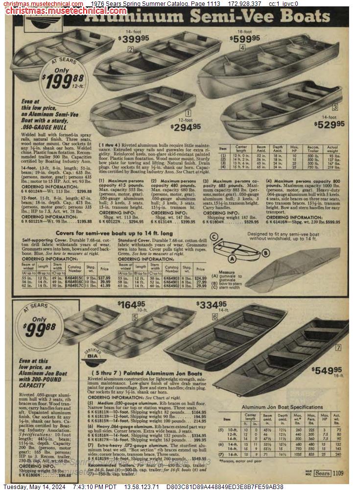 1976 Sears Spring Summer Catalog, Page 1113