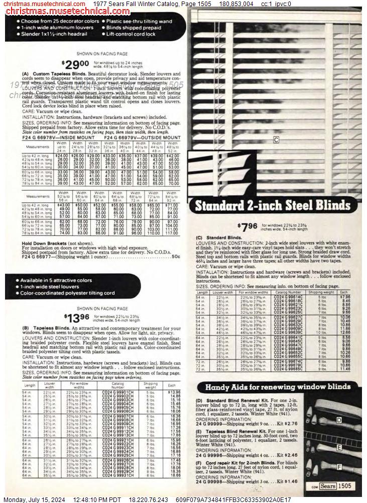 1977 Sears Fall Winter Catalog, Page 1505