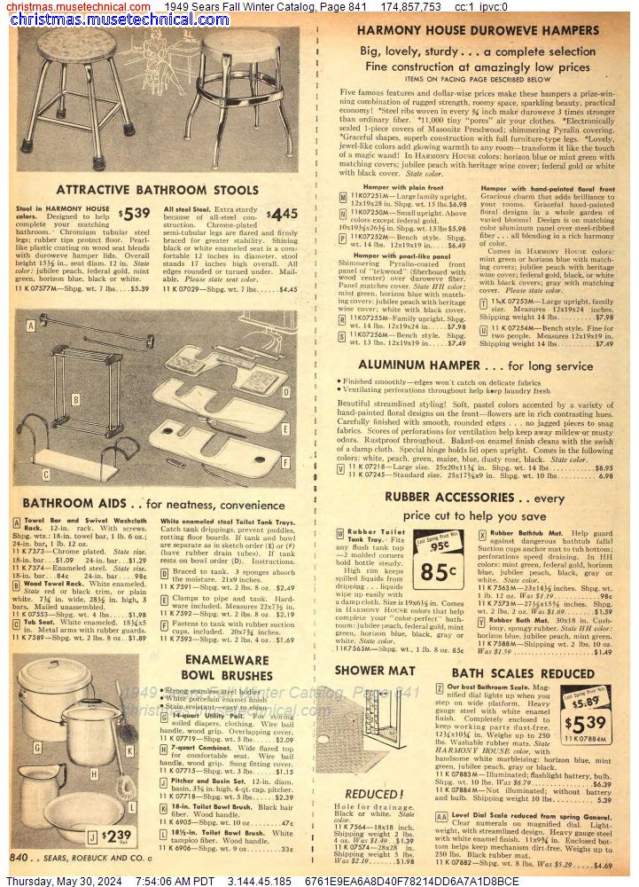 1949 Sears Fall Winter Catalog, Page 841