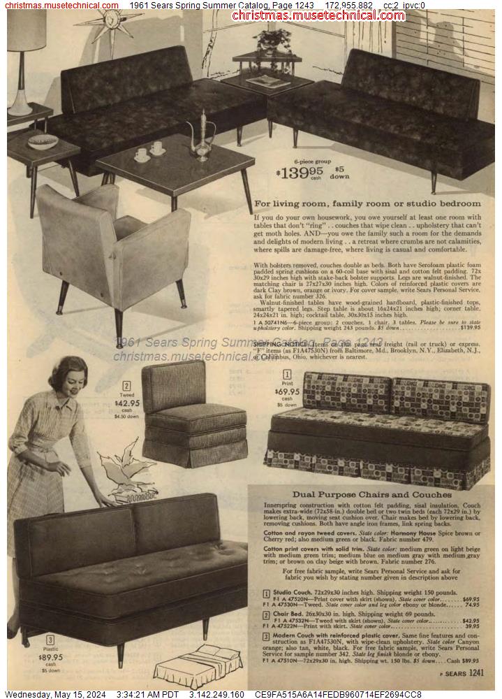 1961 Sears Spring Summer Catalog, Page 1243