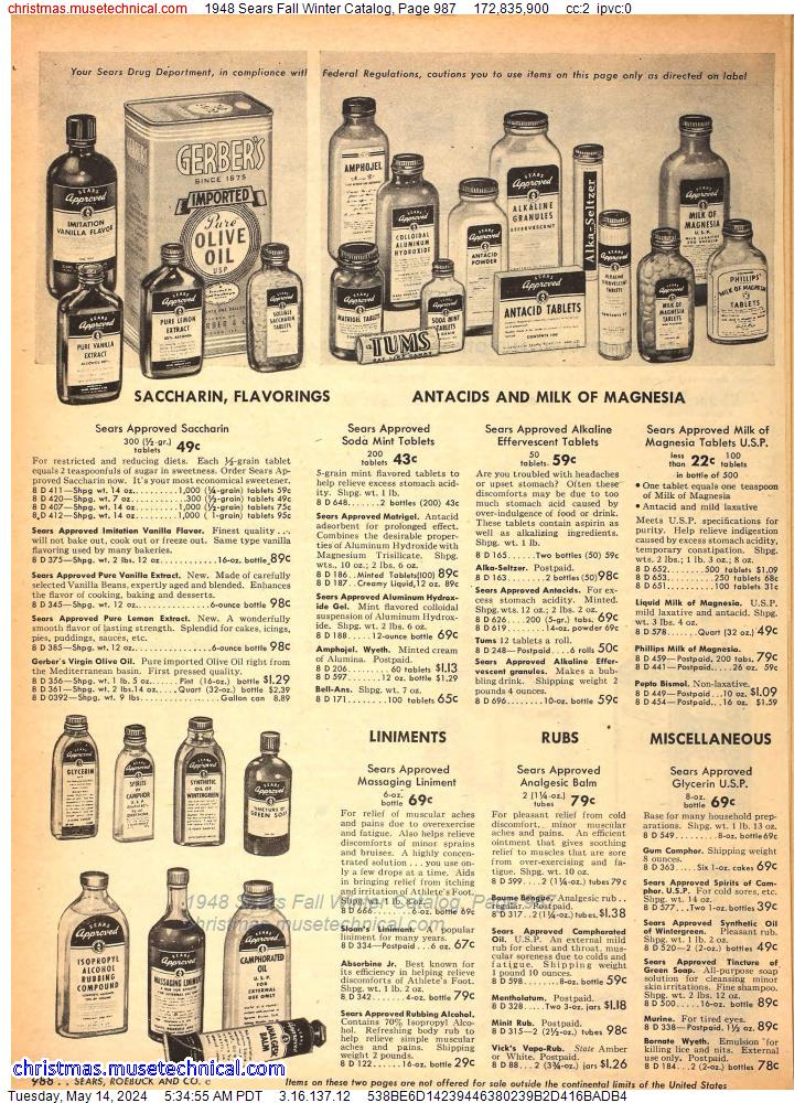 1948 Sears Fall Winter Catalog, Page 987