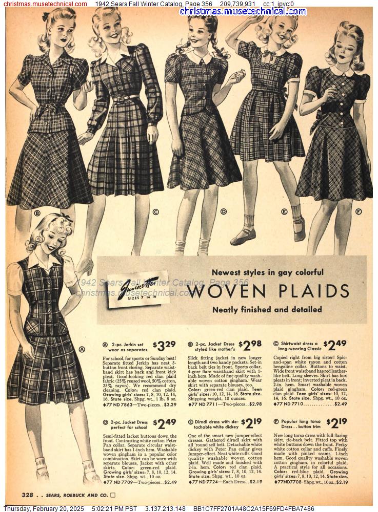 1942 Sears Fall Winter Catalog, Page 356