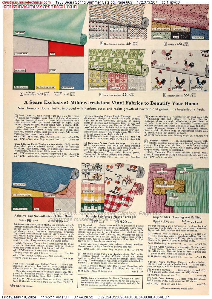1958 Sears Spring Summer Catalog, Page 663