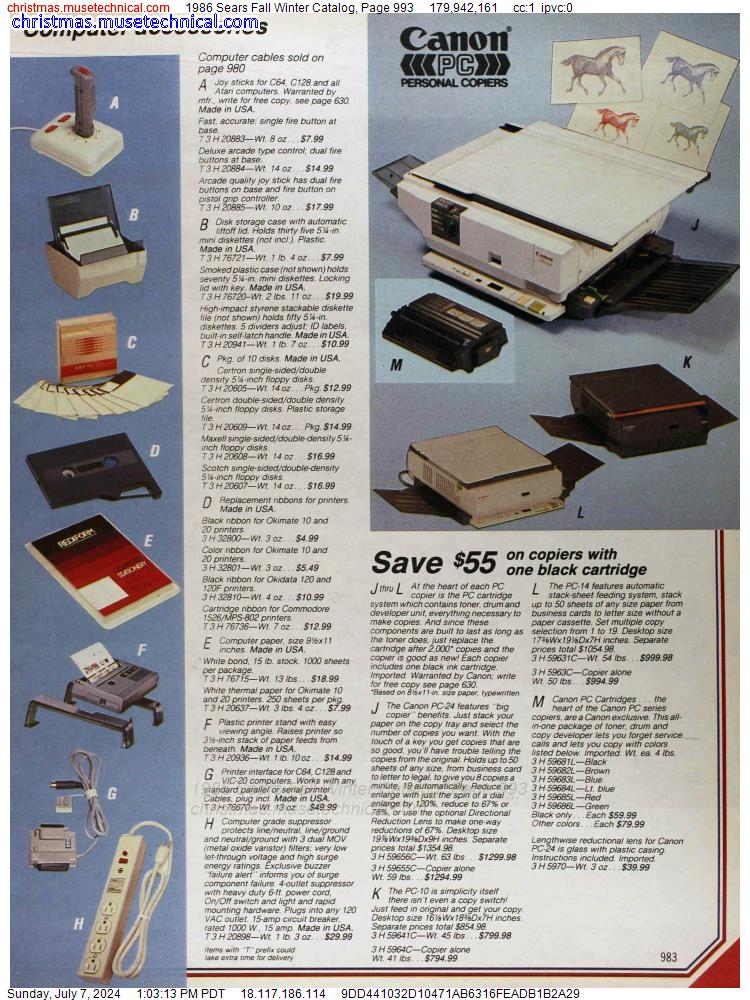 1986 Sears Fall Winter Catalog, Page 993