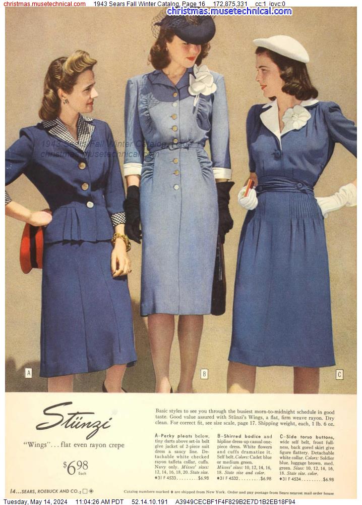 1943 Sears Fall Winter Catalog, Page 16