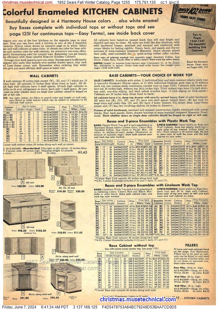 1952 Sears Fall Winter Catalog, Page 1255