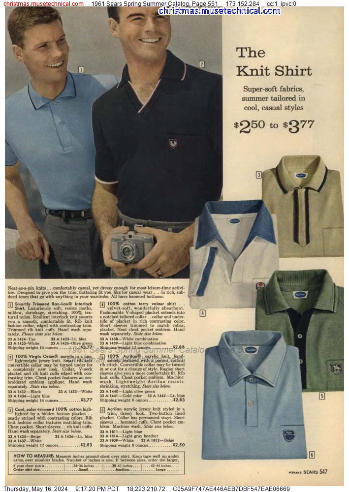 1961 Sears Spring Summer Catalog, Page 551