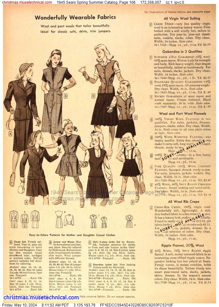 1945 Sears Spring Summer Catalog, Page 106