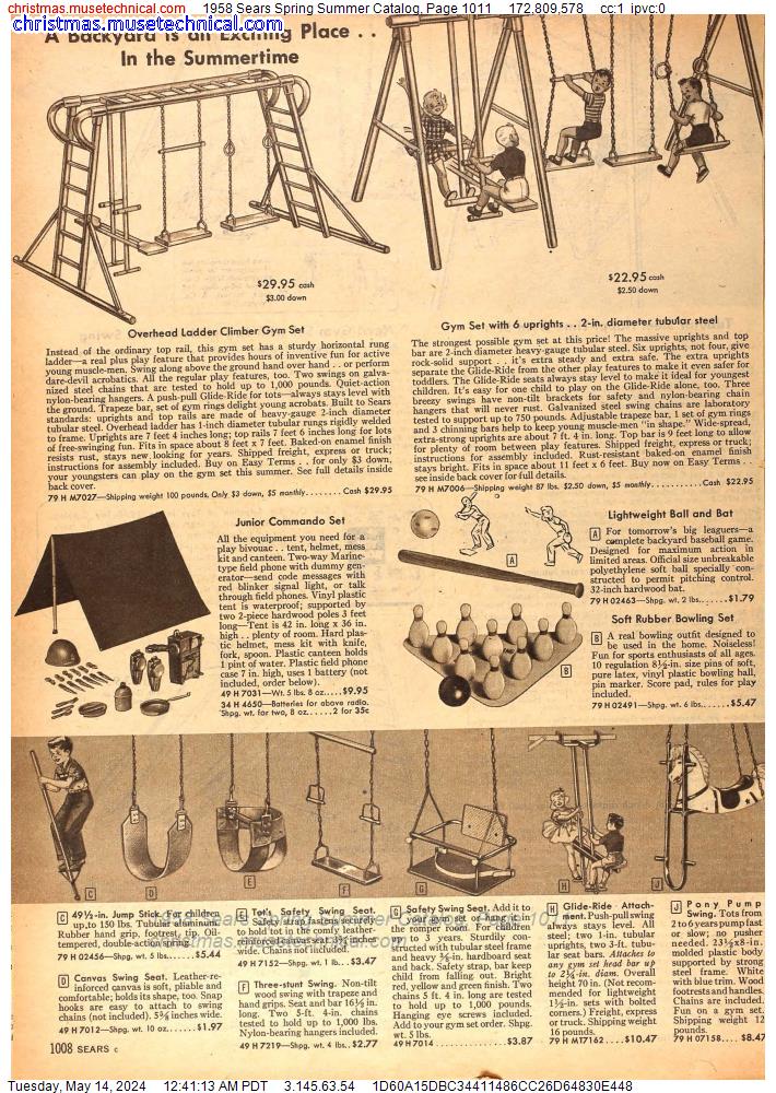 1958 Sears Spring Summer Catalog, Page 1011
