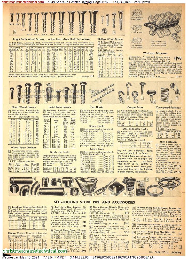 1949 Sears Fall Winter Catalog, Page 1217