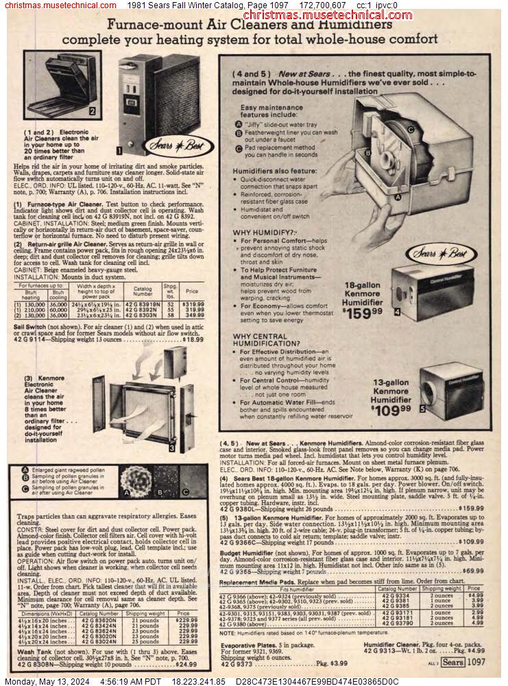 1981 Sears Fall Winter Catalog, Page 1097