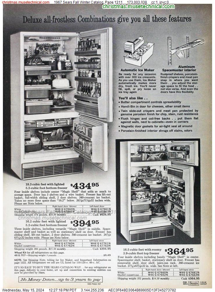 1967 Sears Fall Winter Catalog, Page 1311