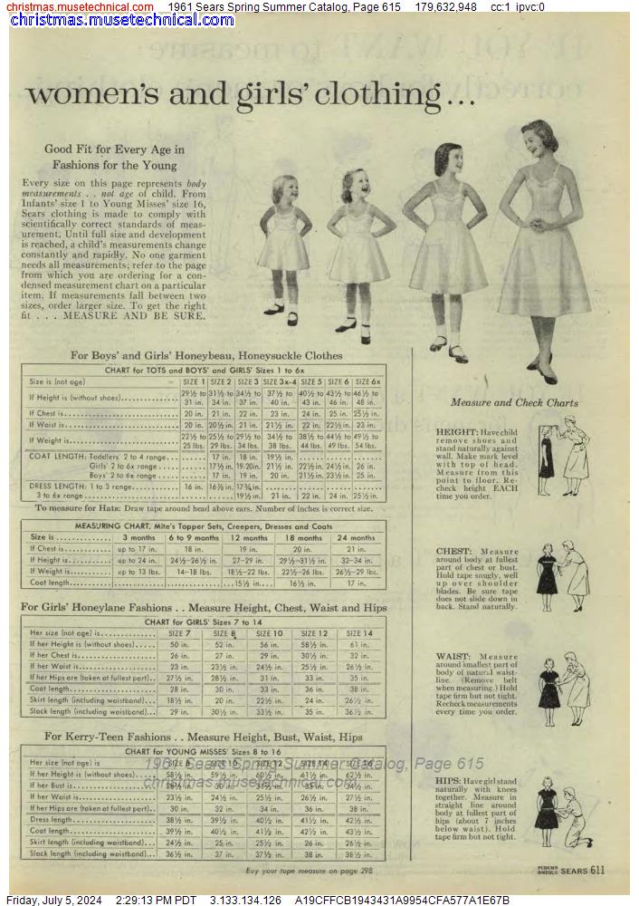 1961 Sears Spring Summer Catalog, Page 615