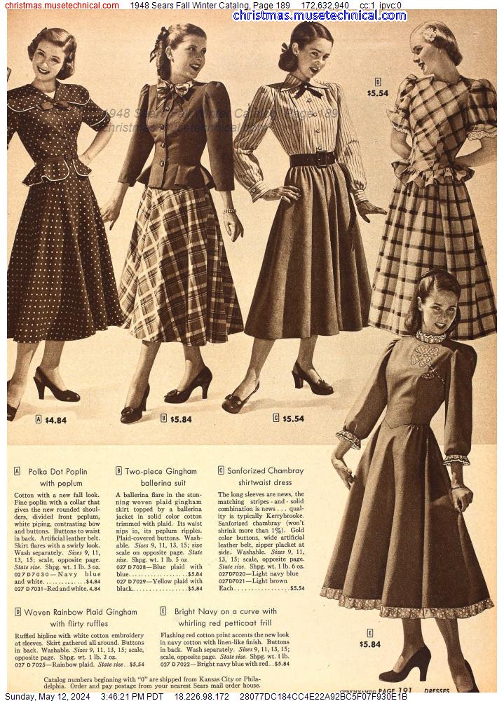 1948 Sears Fall Winter Catalog, Page 189
