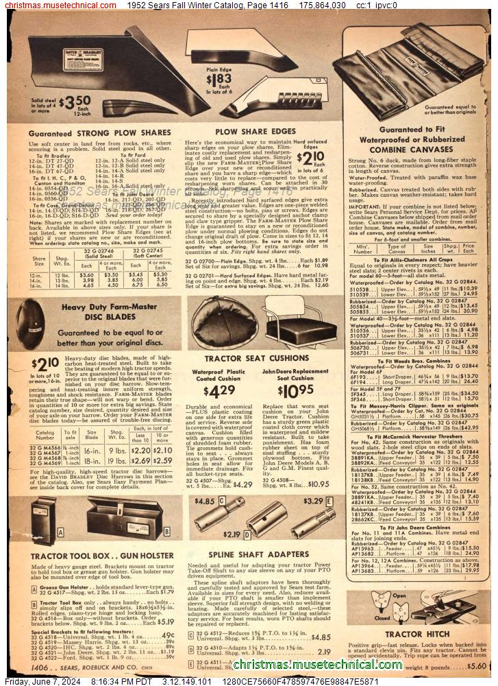 1952 Sears Fall Winter Catalog, Page 1416