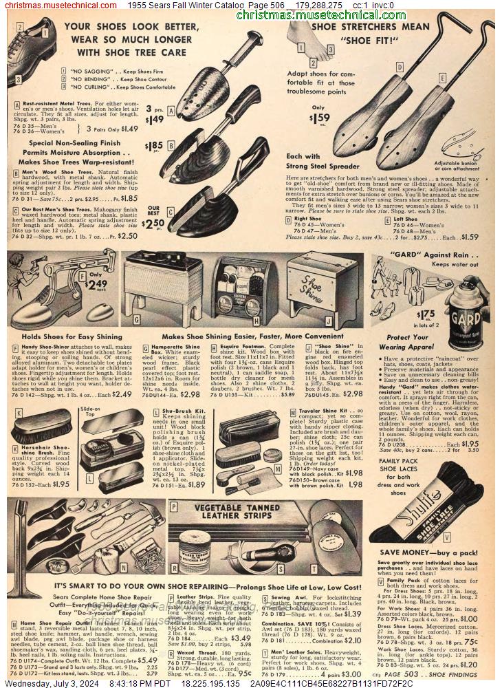1955 Sears Fall Winter Catalog, Page 506