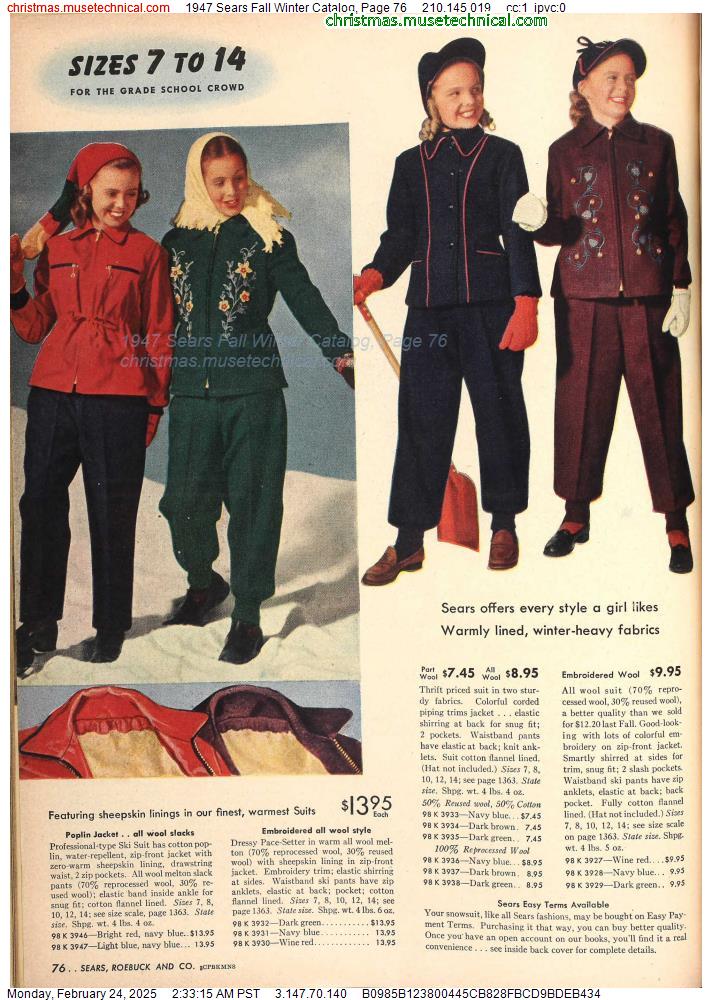 1947 Sears Fall Winter Catalog, Page 76