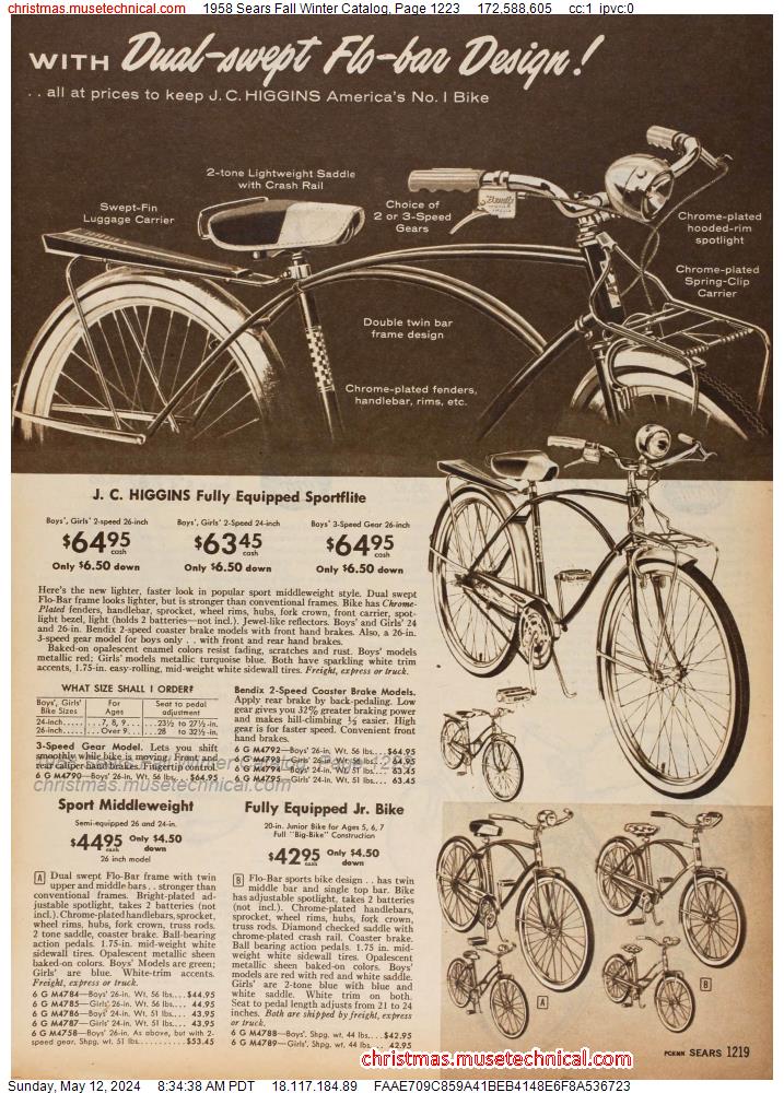 1958 Sears Fall Winter Catalog, Page 1223