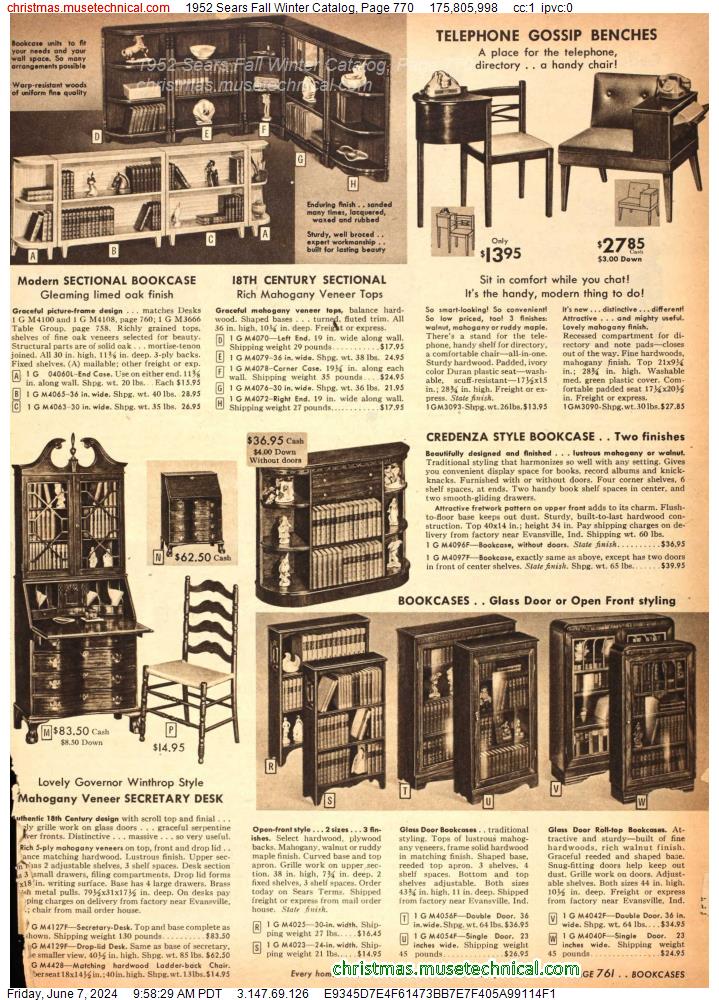 1952 Sears Fall Winter Catalog, Page 770