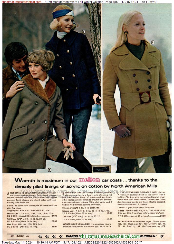 1970 Montgomery Ward Fall Winter Catalog, Page 186
