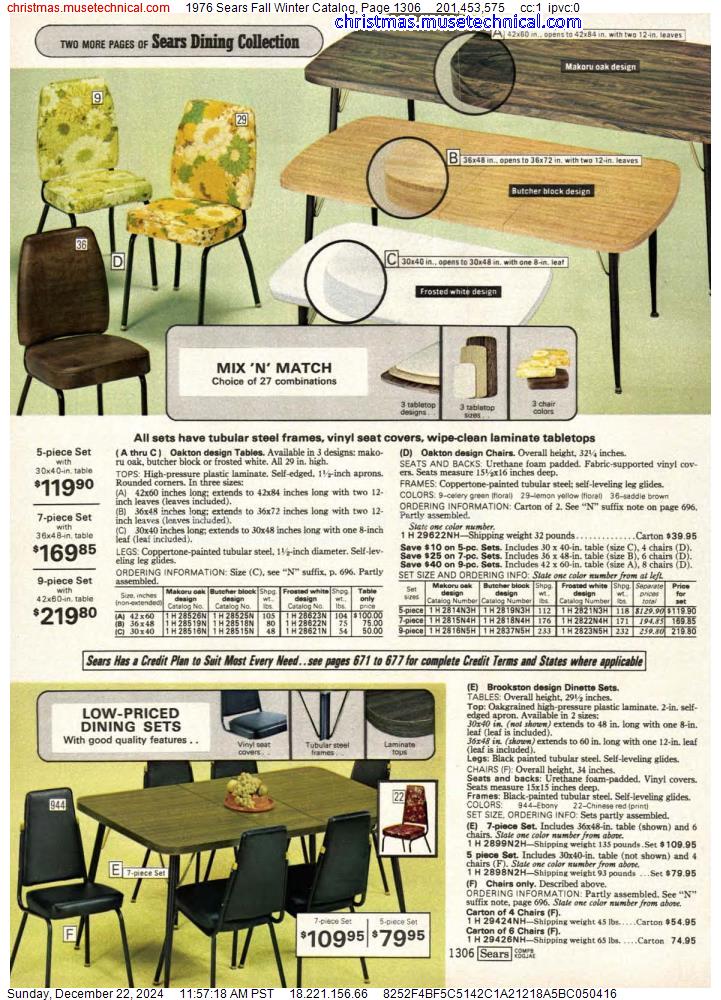 1976 Sears Fall Winter Catalog, Page 1306