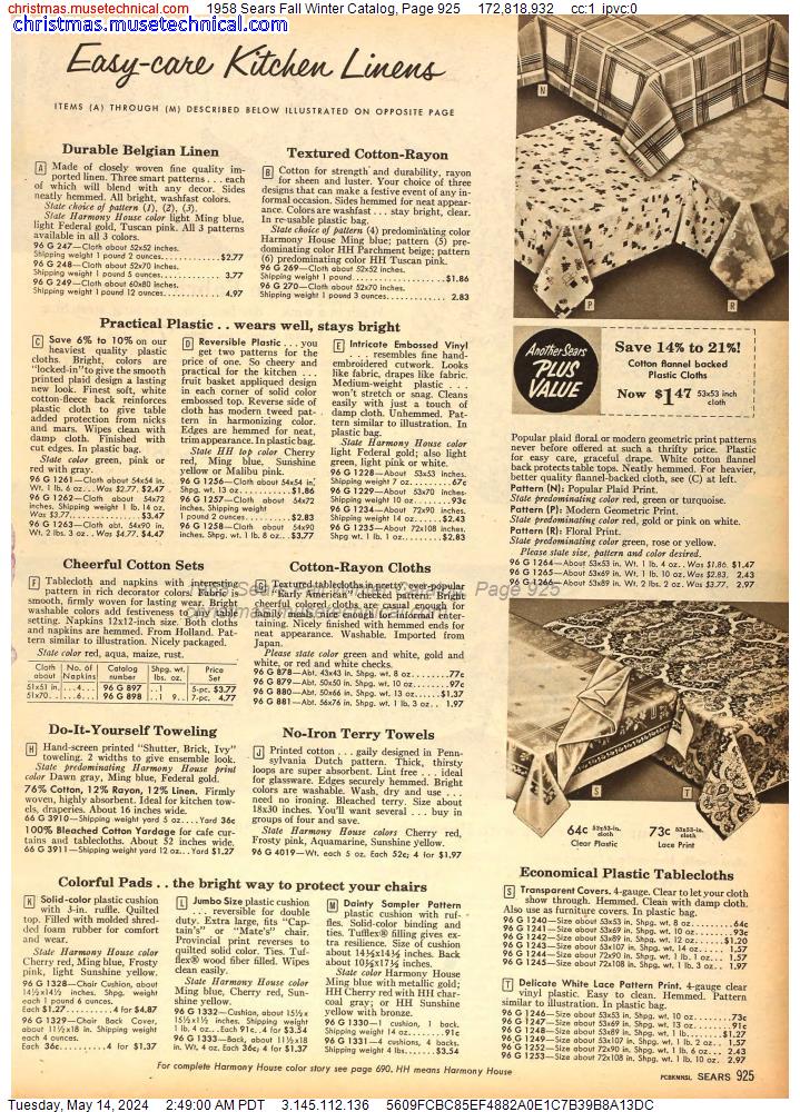 1958 Sears Fall Winter Catalog, Page 925