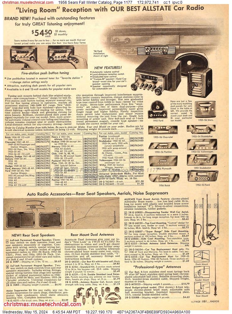 1956 Sears Fall Winter Catalog, Page 1177