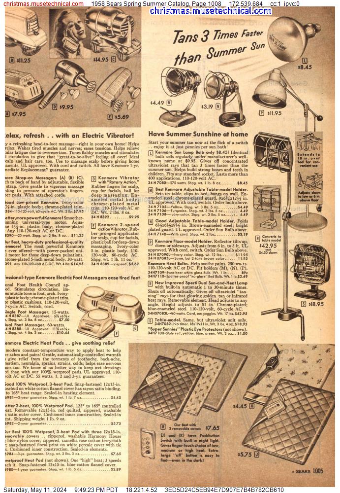 1958 Sears Spring Summer Catalog, Page 1008