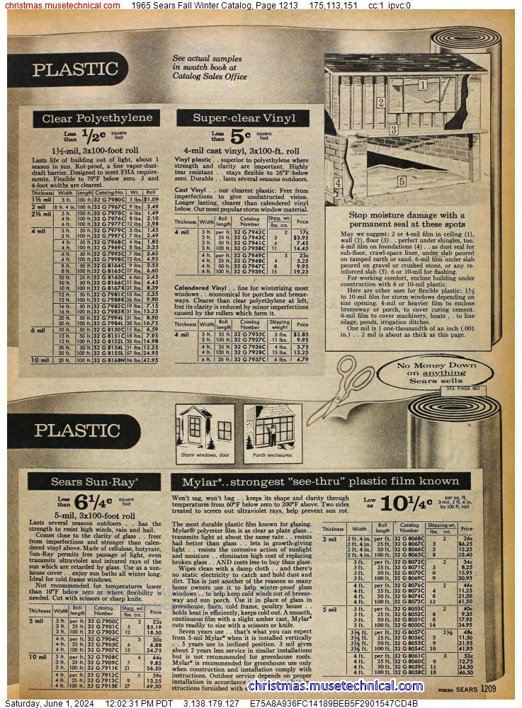 1965 Sears Fall Winter Catalog, Page 1213