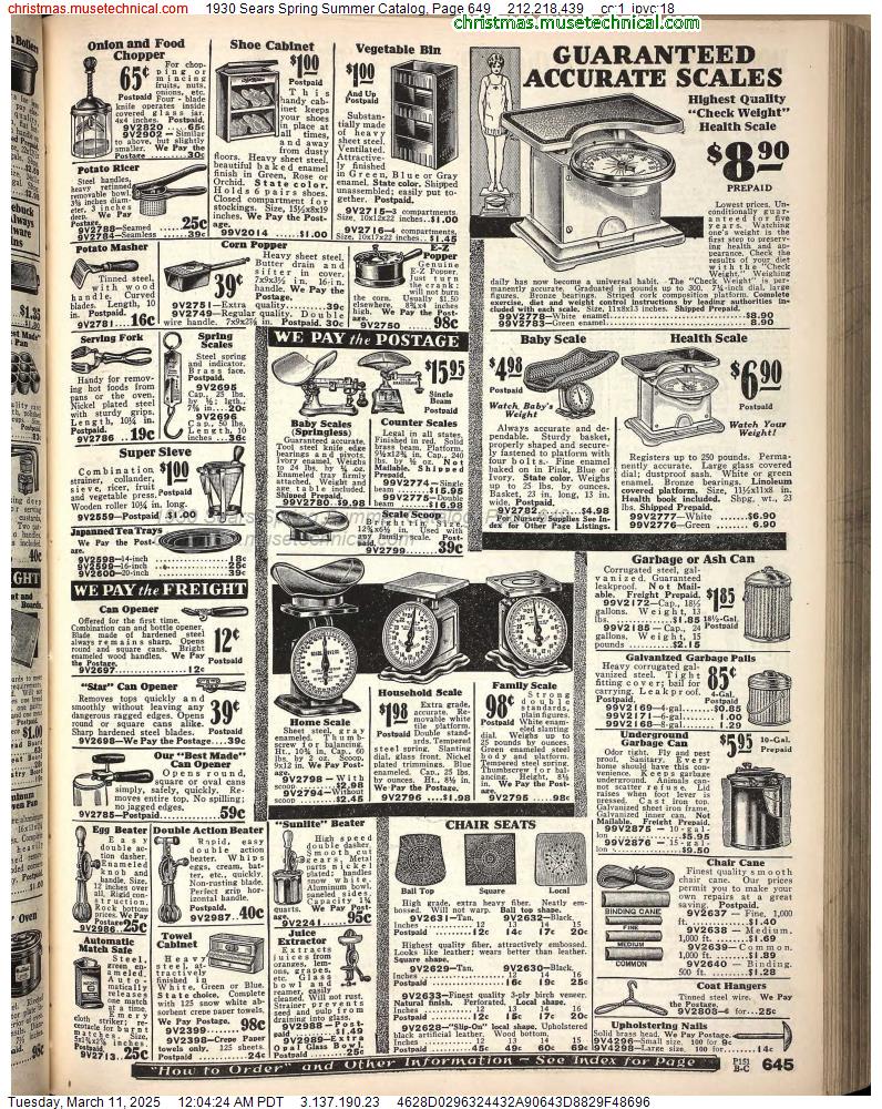 1930 Sears Spring Summer Catalog, Page 649