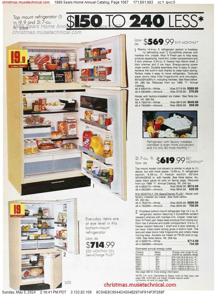 1989 Sears Home Annual Catalog, Page 1087